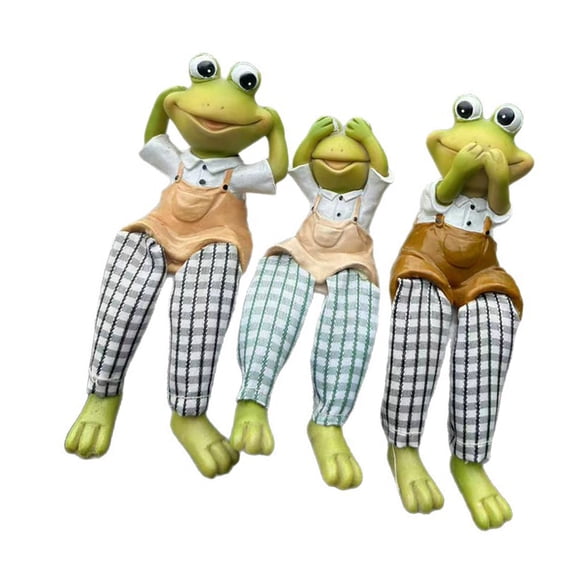 3pack Resins Frogs Figurines Without See Without Speak Without Hear Frogs Sitting Frogs Statues Home Gardens Decoration