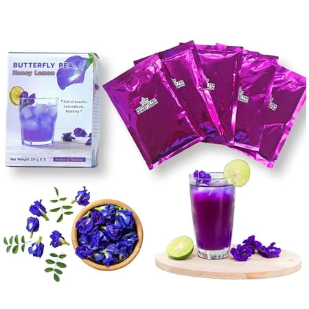 3packs x 1.76oz/5 Sachets Honey Lemon Butterfly Pea Tea Mix Instant Tea Powder