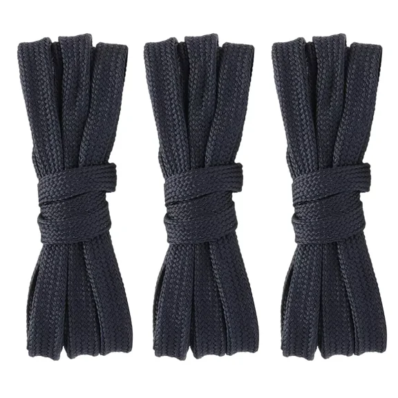 3pair Double Layer Flat Shoe Laces Dark Blue for Sneakers Adults Kids 24-72 Inch
