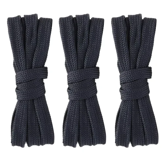 3pair Double Layer Flat Shoe Laces Dark Blue for Sneakers Adults Kids 24-72 Inch