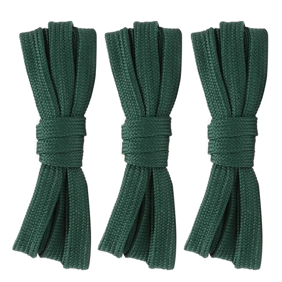3pair Double Layer Flat Shoelaces Dark Green for Sneakers Athletic Shoes 24"-72"