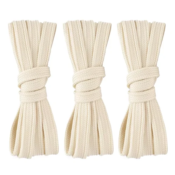 3pair Double Layers Flat Shoe Laces Beige for Sneakers Adults Kids 45 54 60 Inch