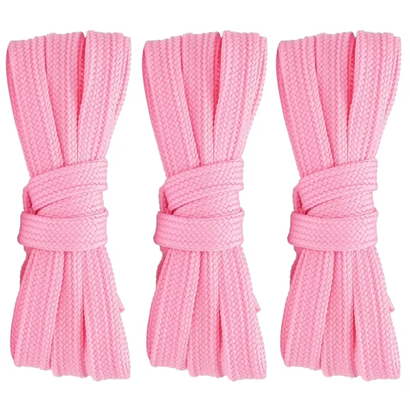 3pair Double Layers Flat Shoe Laces Pink for Sneakers Adults Kids 24 to 72 Inch