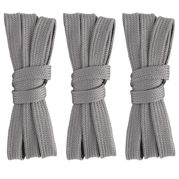 3pair Double Layers Flat Shoe Laces Strings Dark Gray for Sneakers 36 45 48 Inch
