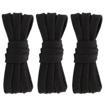 3pair Double Layers Flat Shoelaces Black for Sneakers Boots 45 54 60 63 72 Inch