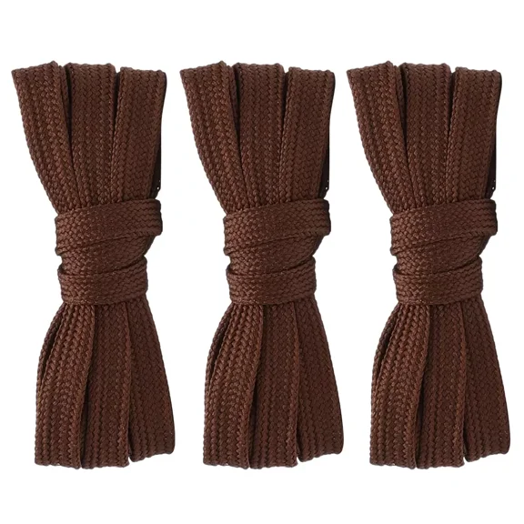 3pair Double Layers Flat Shoelaces Brown for Sneakers Boots 24 36 45 54 63 Inch