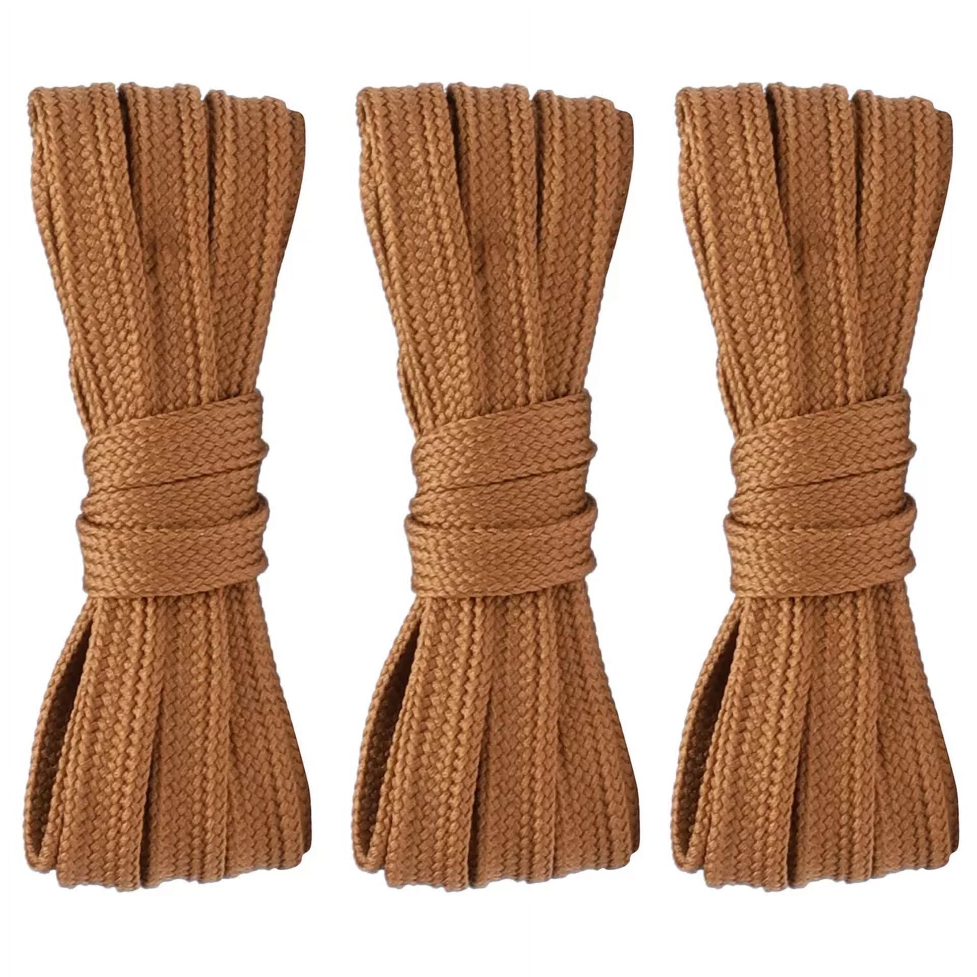3pair Double Layers Flat Shoelaces Light Brown for Sneakers 24 27