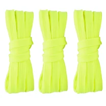 3pair Double Layers Flat Shoelaces Yellow Green for Sneakers Adults Kids 24"-72"