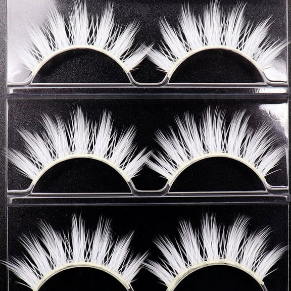3pair White Eyelashes Cosplay Makeup Natural Long Cross Strip False Eye Las BTWA