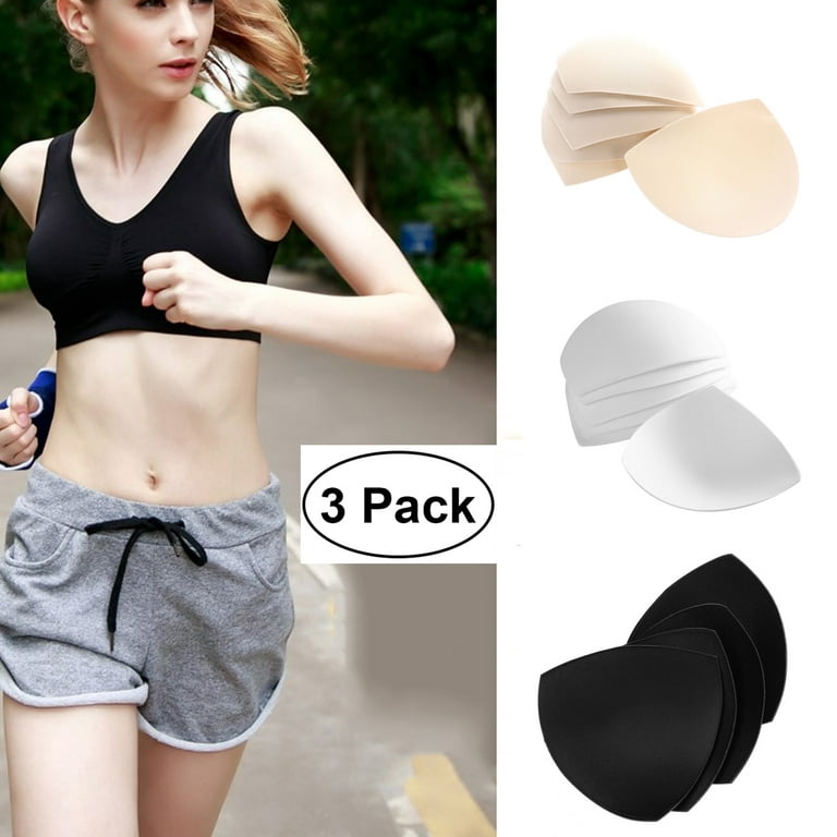 3pair Womens Removable Smart Cups Bra Inserts Pads For Swimwear Sports Black