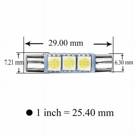 3pair Xenon White 3SMD 6641 6614F LED Bulb Sun Visor Makeup Mirror Fuse Light Faster On/ Off Response And Vibration Resistance