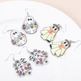 thumbnail image 1 of 3pairs Halloween Earrings Lightweight Dangle Acrylic Earring Cute Boo Ghost Pattern Earrings for Halloween Party Jewelry Gifts, 1 of 5