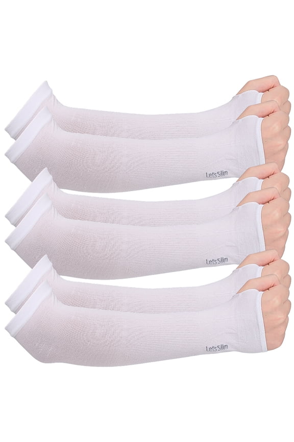 3pairs Polyester Ice Silk Sleeves Sun Protection Sleeve White 308x90x1.5mm