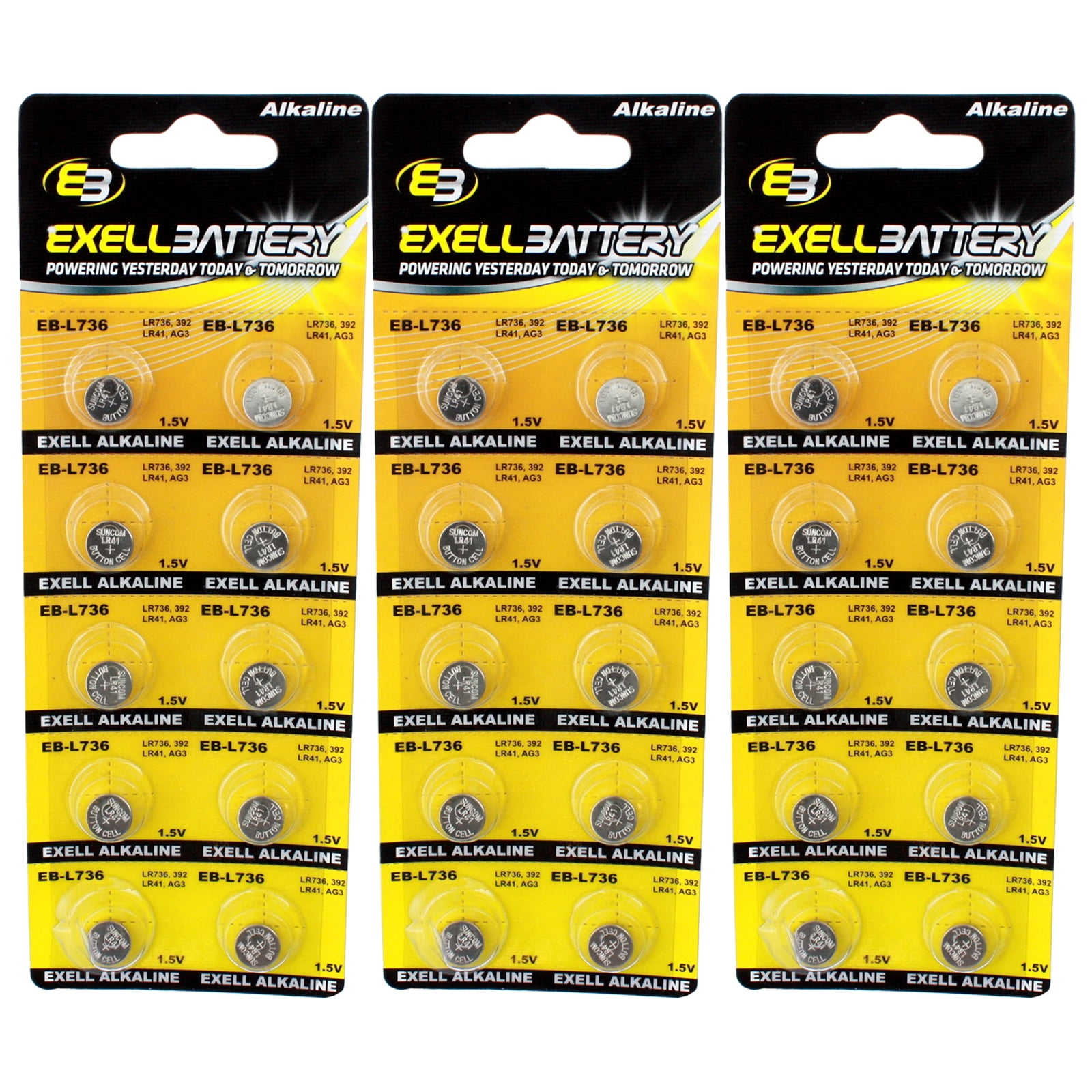 10pk Exell EB-L736 Alkaline 1.5V Watch Battery Replaces AG3 LR41