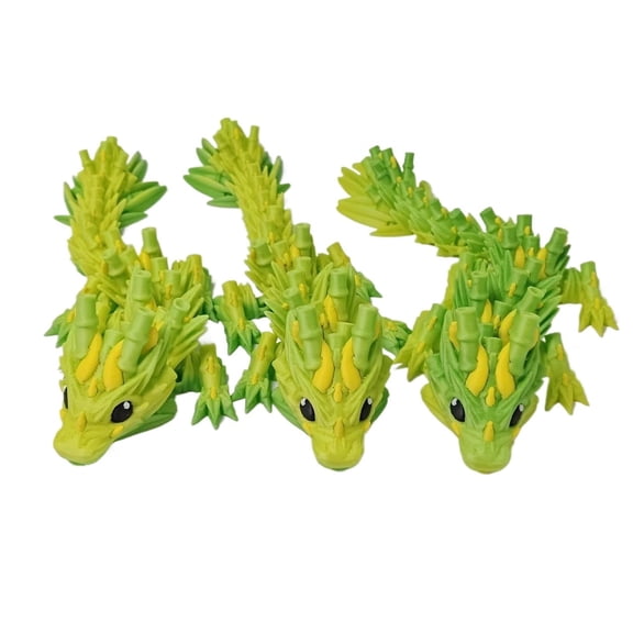 3pc 22CM 3D printed bamboo dragon home decoration with multi-color movable joints