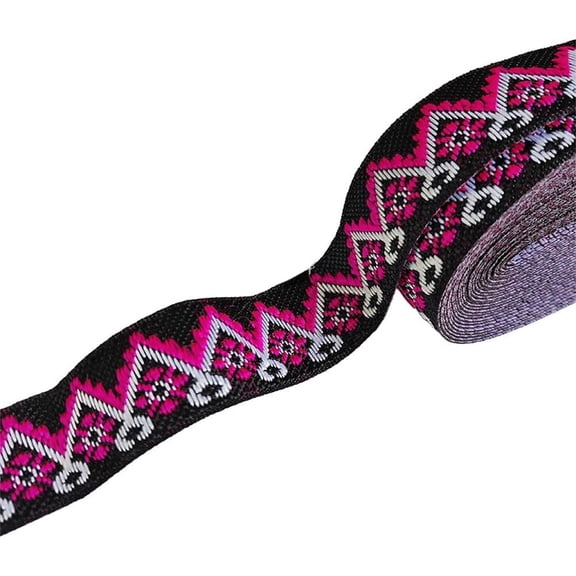 3pc About 23 Yards 3/4 Inch Black Red Jacquard Ribbon Trim Embroidered Woven Trim Vintage Boho Embroidery Woven Tape Fabric Ribbon for Sewing Making Craft Wrapping Wedding Christmas Decor Supply