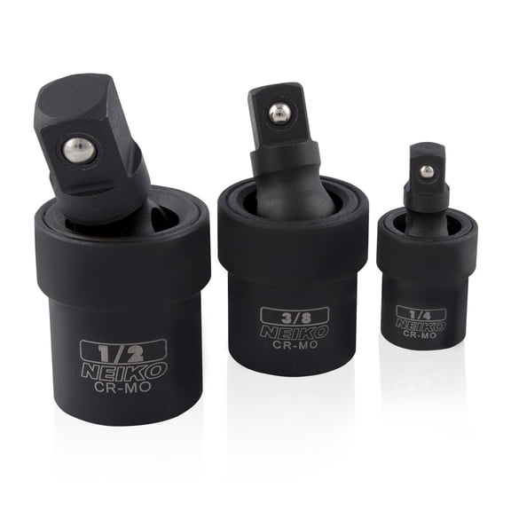 3pc 3/8" 1/2" 1/4" Dr. Impact Universal Joint Swivel Socket Set CR-MO Ball Type