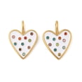 thumbnail image 1 of 3pc 304 Stainless Steel Enamel Pendants with Colorful Rhinestone Heart Charms Real 18K Gold Plated PVD Vacuum Plating White 20.5x15x2.5mm Hole: 4.5x3mm, 1 of 3