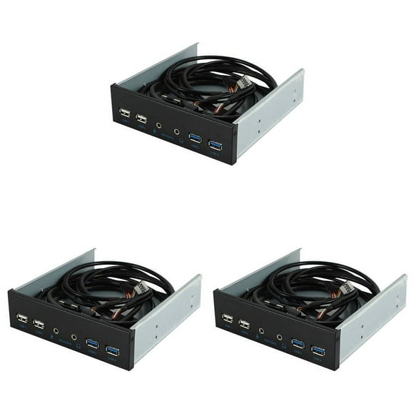 3pc 5.25 Inch Desktop Pc Case Internal Front Panel Usb Hub 2 Ports Usb 3.0 and 2 Ports Usb 2.0 with Hd Audio Port 20 Pin