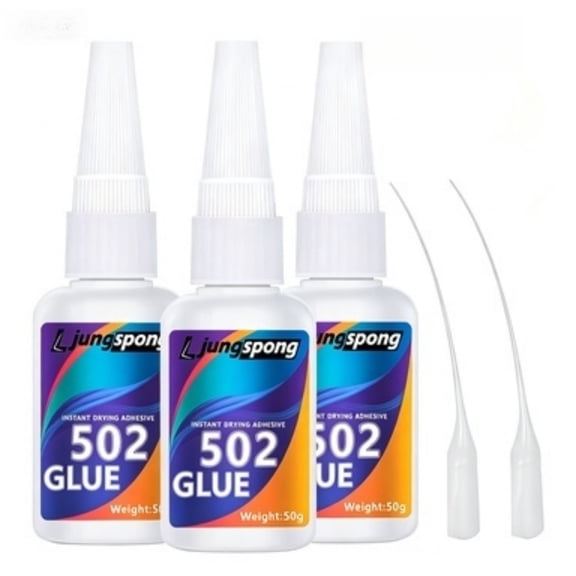 3pc 502 Instant Quick Dry Super Glue, Cyanoacrylate Strong Adhesive, Fast Bond Liquid Glue for Rubber, Metal, Faux Leather and Office Daily Supplies