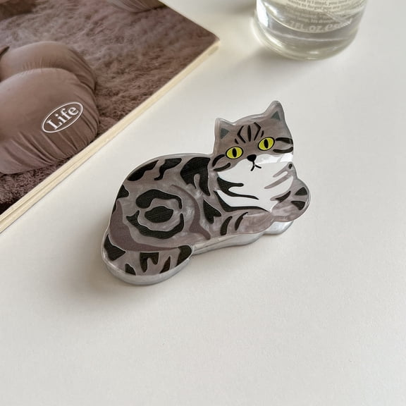 3pc Acrylic Claw Hair Clips Cat Shape Gray 70x34mm