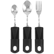 3-Piece Adaptive Utensil Set with Easy Grip Handles Silverware for Seniors and Disability Assistance