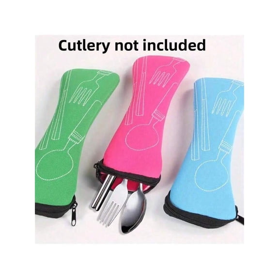 3pc Airtight Portable Fabric Cutlery Organizer Bag Zipper Utensil Case For Forks Spoons Chopsticks For Camping Picnic School Office Home Travel Storage