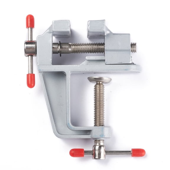 3pc Aluminum Alloy Mini Table Bench Vise Miniature Clamp Mini Tool Gray 8.2x8.6x3.6cm