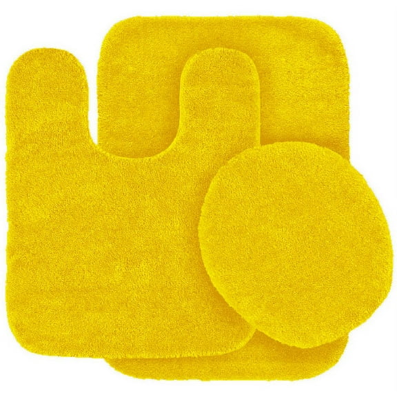 3pc Bathroom Set Rug Contour Mat Toilet With Lid Cover Chenille Super Soft Non Slip With Rubber Backing #6 Gold Color For Bathroom Decor