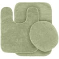 thumbnail image 1 of 3pc Bathroom Set Rug Contour Mat Toilet With Lid Cover Chenille Super Soft Non Slip With Rubber Backing #6 Sage green Color For Bathroom Decor, 1 of 3