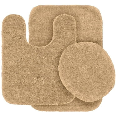 3pc Bathroom Set Rug Contour Mat Toilet With Lid Cover Chenille Super Soft Non Slip With Rubber Backing #6 Taupe Color For Bathroom Decor