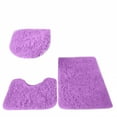 thumbnail image 1 of 3pc Bathroom Set Rug Mat Toilet Lid Cover Plain Solid Color Bathmats Rugs Kit Non-Slip Fluffy Home Carpets For Bathroom, 1 of 9