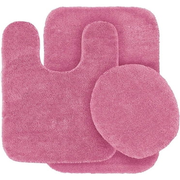 3pc Bathroom Set for bathroom Rug Contour Large Mat Toilet With Lid Cover Chenille Super Sof Non Slip With Rubber Backing #6 Hot Pink