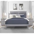 3pc Bedoom Gray Finish King Bed and Two Nighstands Set Upholstered