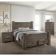3pc Bedroom Furniture Set Natural Finish Queen Size Bed 2x Nightstands