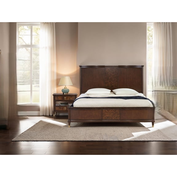3pc Bedroom Set Est. Size Bed And 2x Nightstands Solid Rubberwood Dark Cherry Color Furniture Contemporary Style