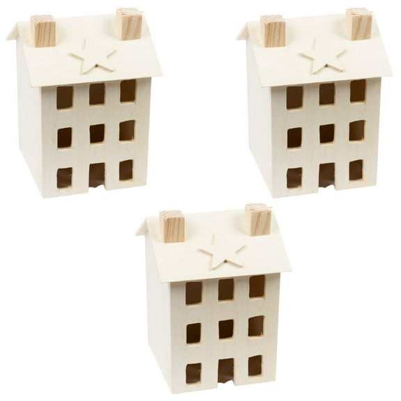 3pc Big Wooden Saltbox Houses - for Farmhouse Home Decor - Factory Direct Craft