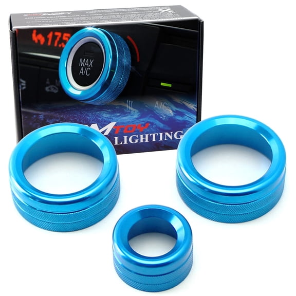 3pc Blue Anodized Aluminum AC Climate Control and Radio Volume Turner Ring Covers For BMW 1 2 3 3GT 4 Series (F20 F22 F30 F31 F32 F33 F80 F82 F87)