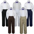 thumbnail image 1 of 3pc Boy Suit Set Purple Bow Tie Baby Toddler Kid Formal Shirt Pants S-7 Wedding, 1 of 2