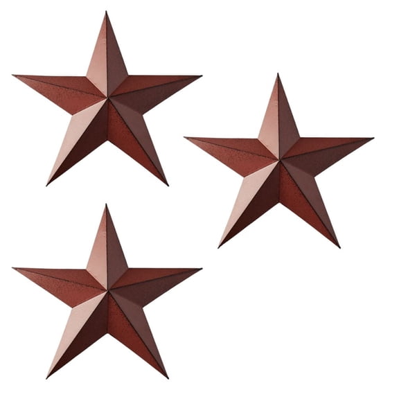 Factory Direct Craft Burgundy Dimensional Barn Stars, Set of 3, 12 Inch Metal Farmhouse Wall Decor
