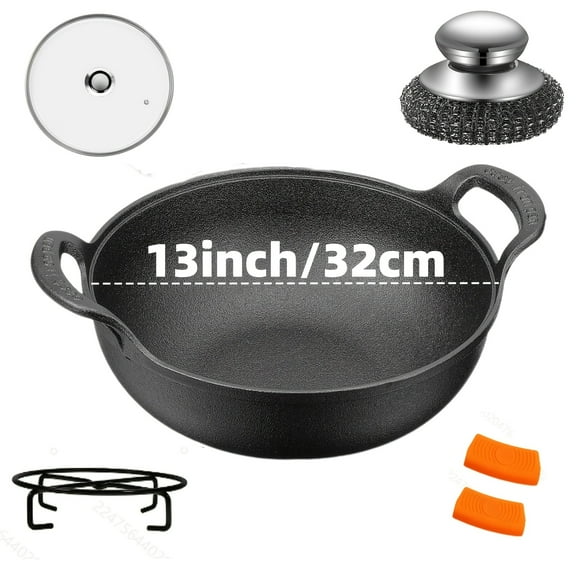 3pc Cast Iron Skillet Set (6/8/10 Inch) - Heavy Duty Sand Cast, Pre-Seasoned Non-Stick, Oven & Grill Safe - Even Heat for Steak, Baking, Campfire Cooking