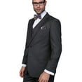 thumbnail image 1 of 3pc Charcoal Pinstripe Modern Fit Pleated Pants 2 Button Mens Suit Super 150's Extra Fine Italian Wool By Alberto Nardoni Brand Designer, 1 of 3