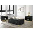thumbnail image 1 of 3pc Coffee Table Collection With Modern Aesthetic & Drawer, Black Gold Finish Chic Living Area Storage, 1 of 4