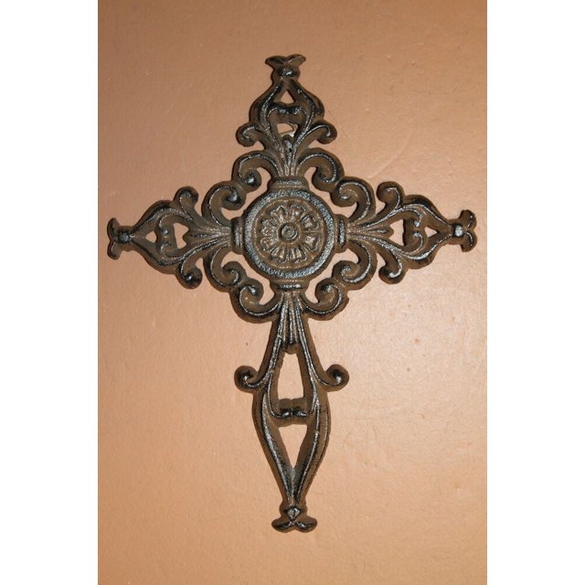 3pc Cross Collection Wall Mounted Rustic Cast Iron Decorative Home
