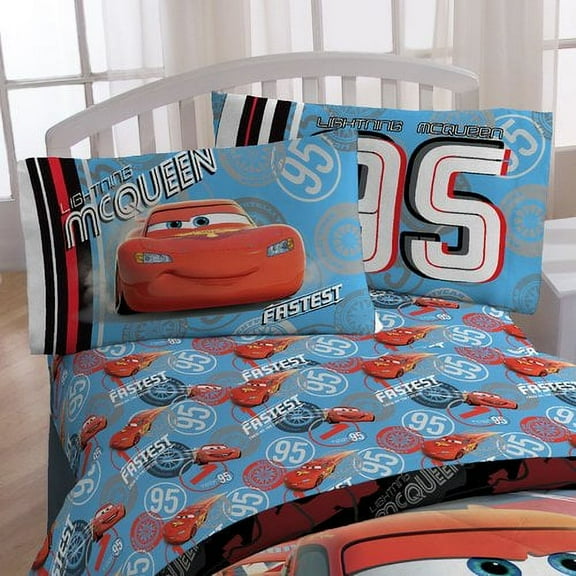 3pc Disney Lighting McQueen Twin Bed Sheet Set Race Car Number 95 Bedding Accessories