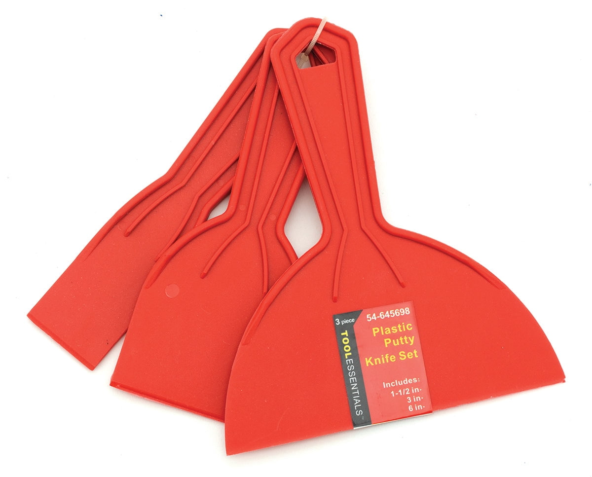 3pc Disposable Plastic Putty Knife Set 1.5", 3", & 6"