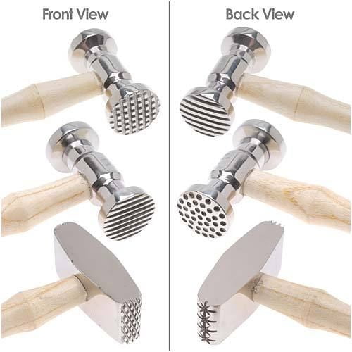 3pc - Double-Sided Metal Jewelry Texture Chasing Repousse Hammer 6 Patterns