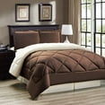 thumbnail image 1 of 3pc Down Alternative Reversible Comforter Set Brown and Cream King Size, 1 of 6