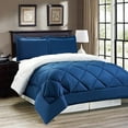 thumbnail image 1 of 3pc Down Alternative Reversible Comforter Set Navy Blue and White Full Queen Size, 1 of 4