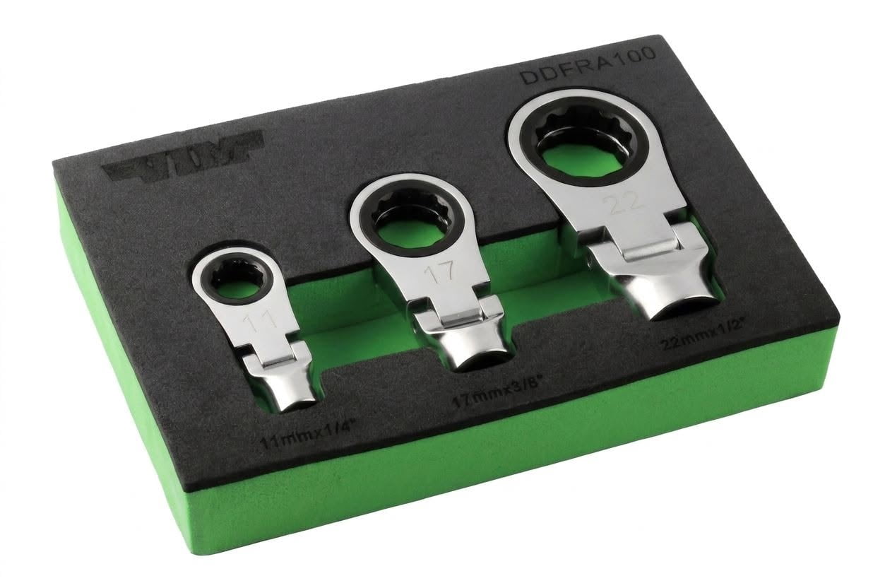 Vim Tools VIM-DDFRA100 3 Pc. Dual Drive Flex Ratcheting Wrench Attachment Set
